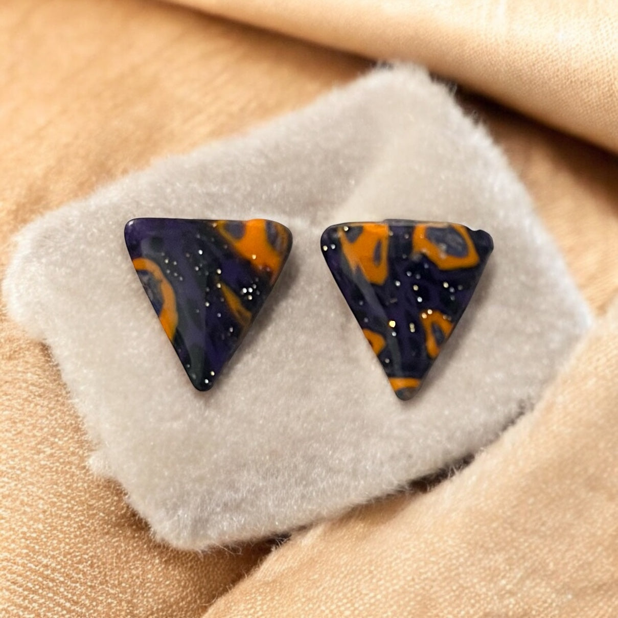 Purple Cheetah Triangle Studs (2)