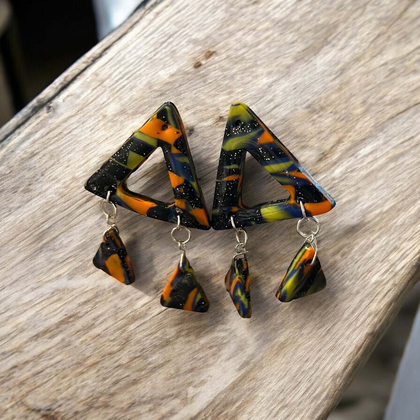 Electric Galaxy Triple Triangle Dangles