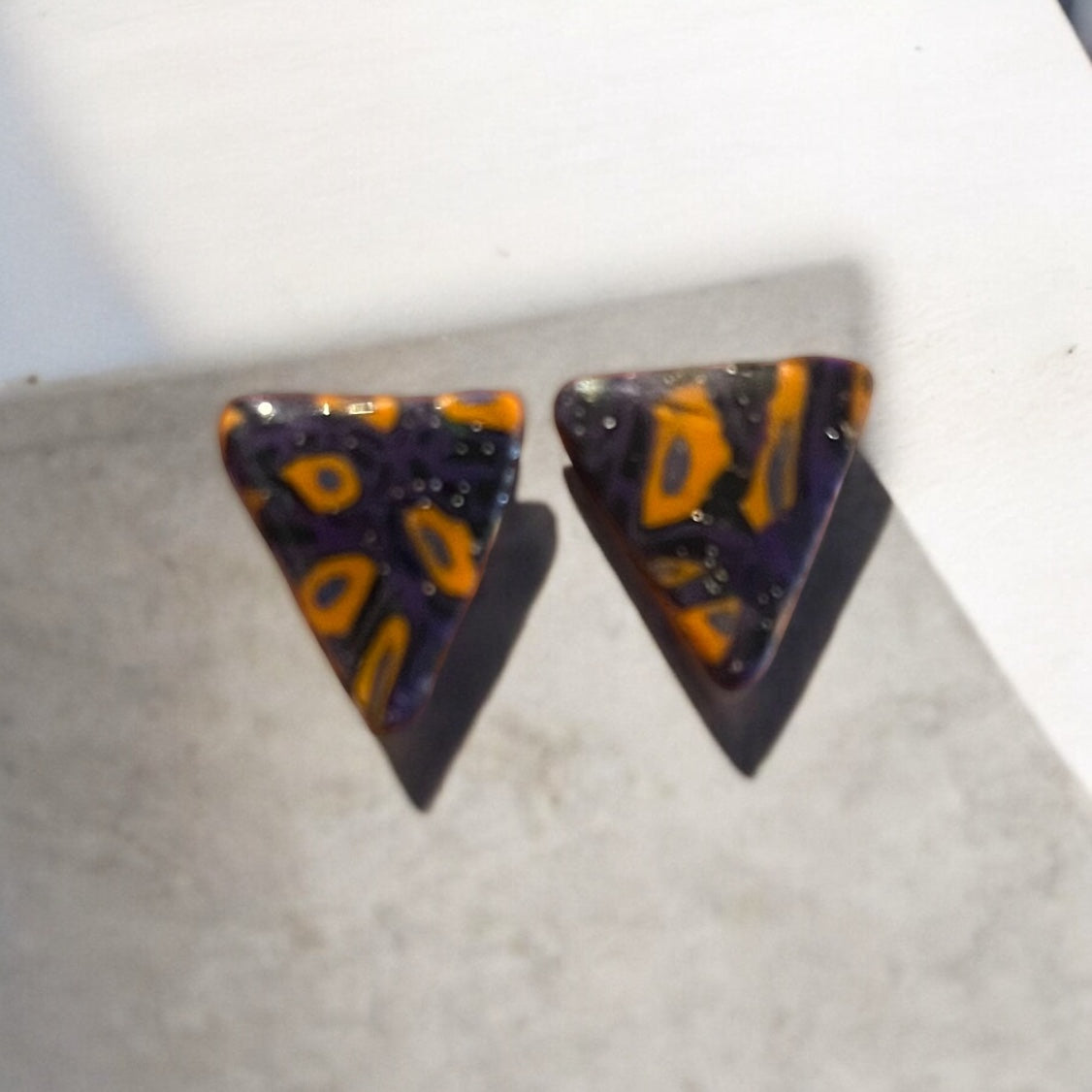 Purple Cheetah Chunky Triangle Studs (1)
