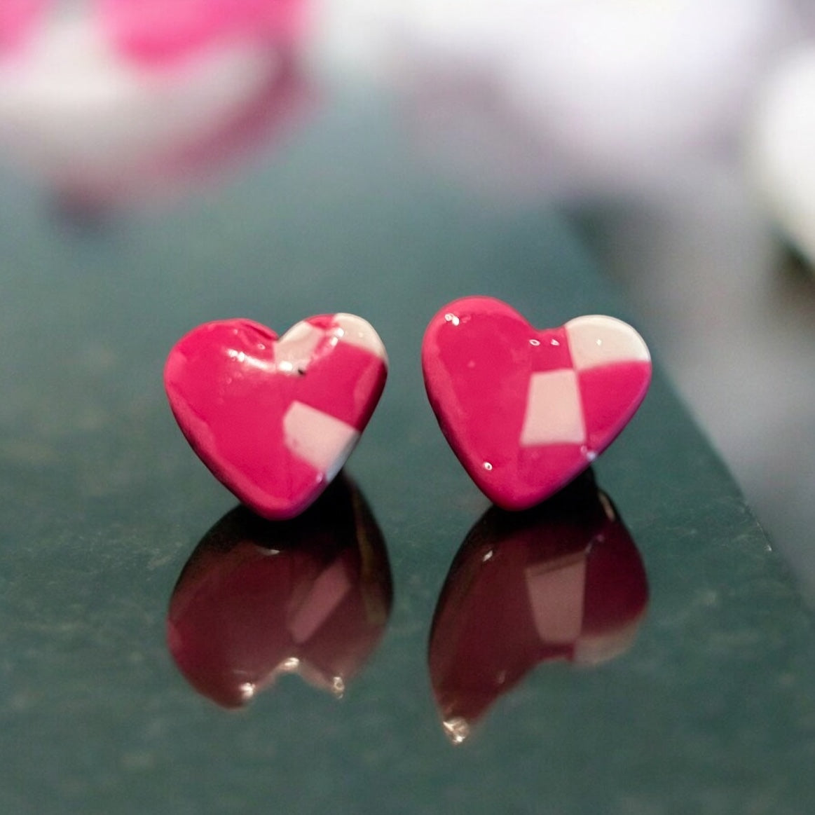 Patched Heart Studs (5)