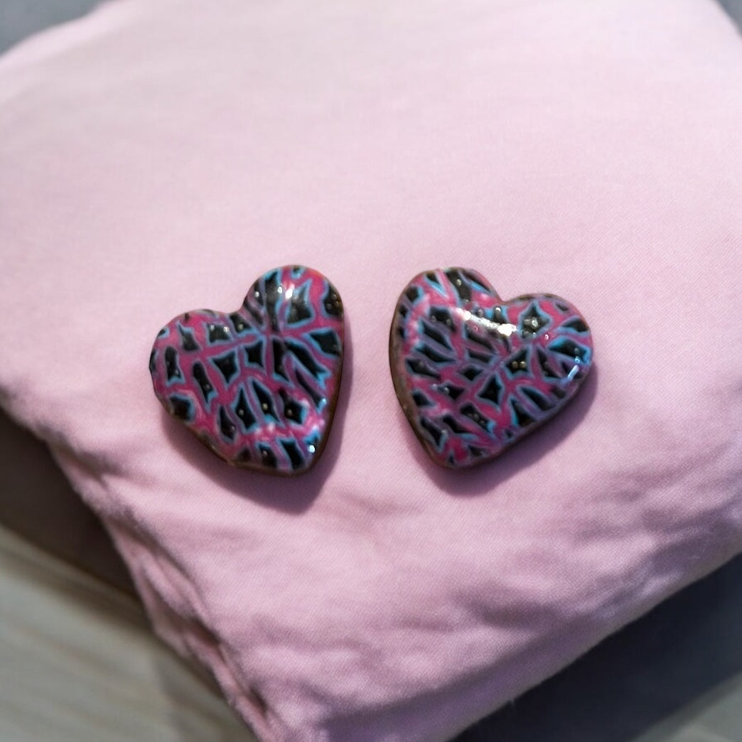 Abstract Art Love Chunky Heart Studs (3)