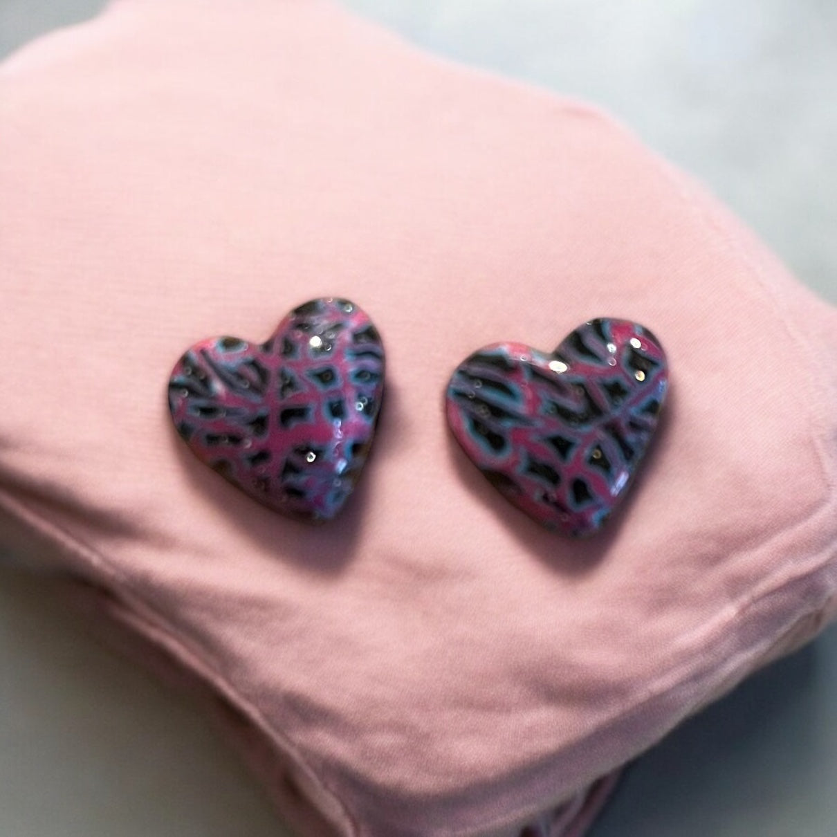 Abstract Art Love Chunky Heart Studs (1)